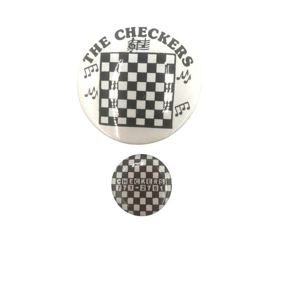 The Checkers Black & White Button Pin Set  2-Pack Collectible Memorabilia  Retro - Picture 1 of 5